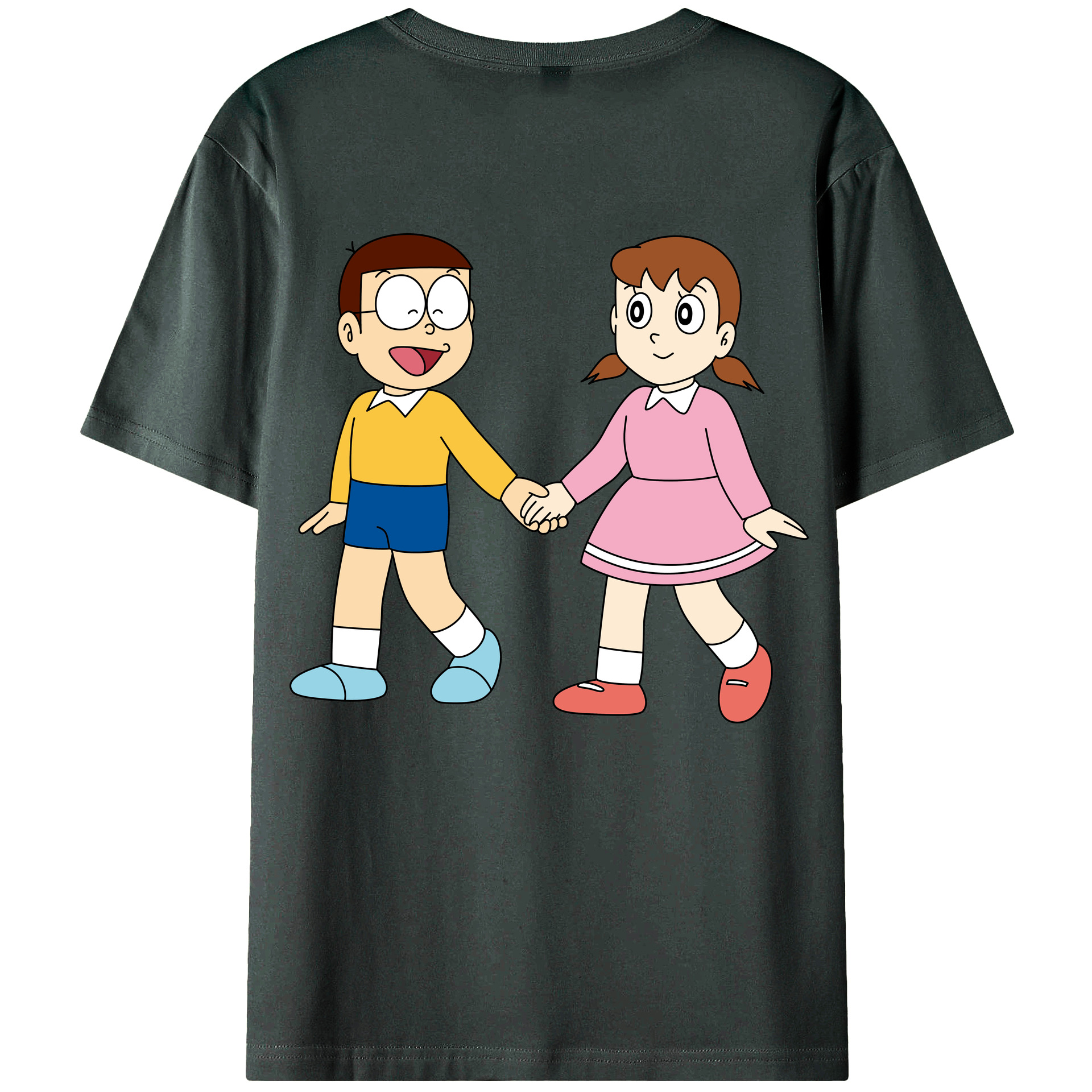 （画像用） ドラえもん 野比 のび太 Doraemon Nobita Nobi 綿100％ メンズ半袖Tシャツ（バックプリント） 通気性